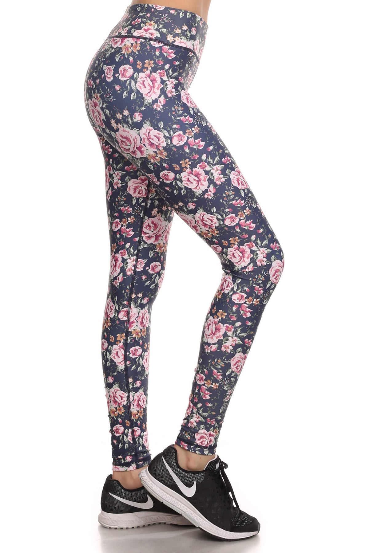 Vintage Floral Leggings Pink Floral Leggings, White Floral Leggings,  Vintage Pattern Yoga Leggings, Pink Yoga Activewear, Pink Yoga Pants 