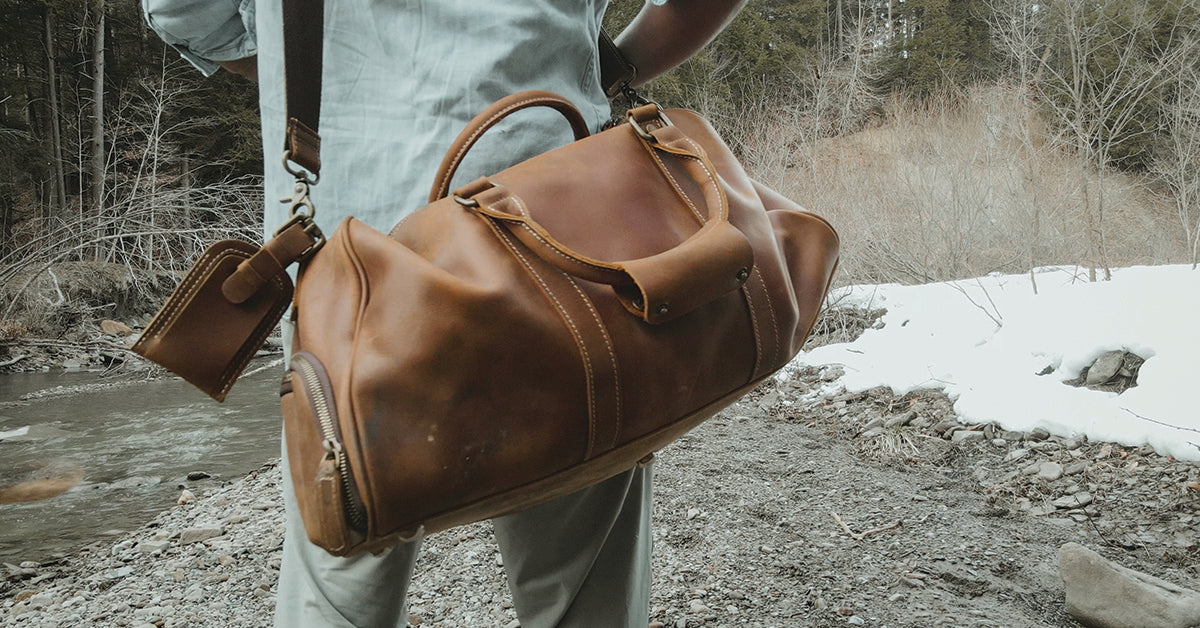 brown leather bag