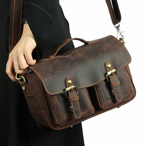 Leather Satchel Book Bag For Men