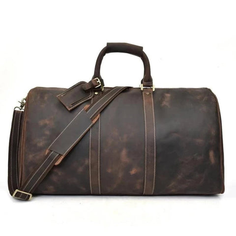 David King Deluxe Extra Large Multi Pocket Leather Duffle Bag 8305 Duffel