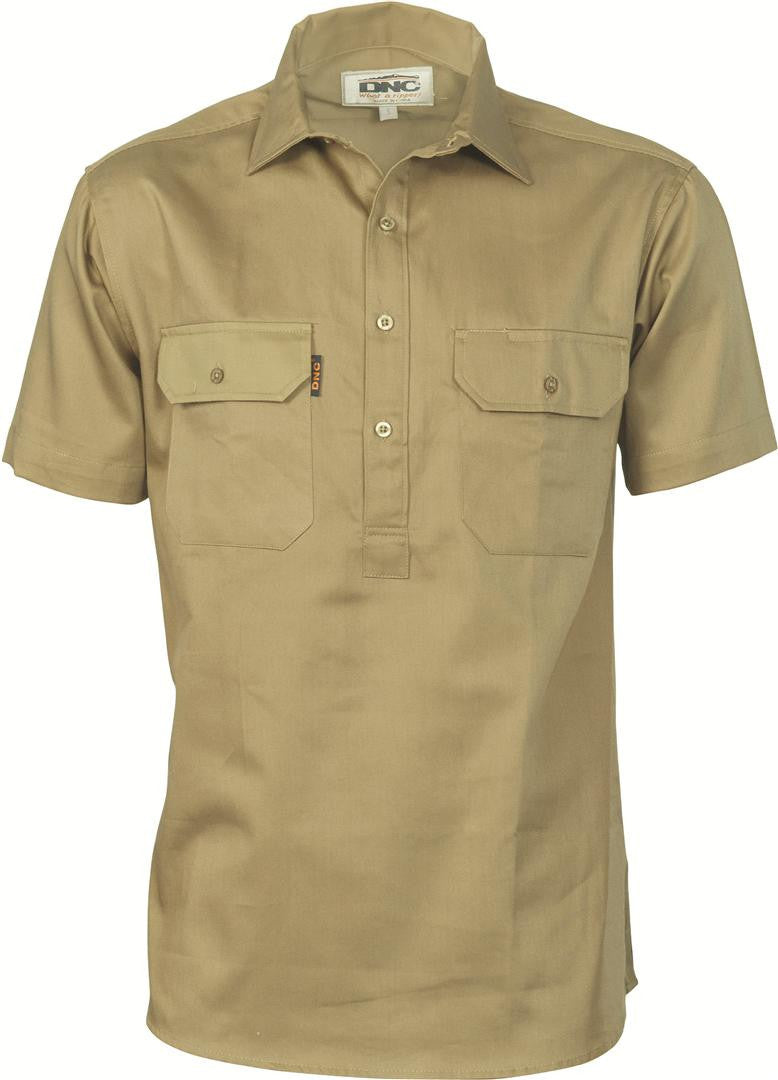 DNC Cotton Drill Close Front Work Shirt - Short Sleeve (3203) – Uniform ...