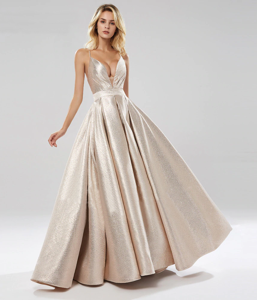 Radha Formal Gown - Metallic Blush