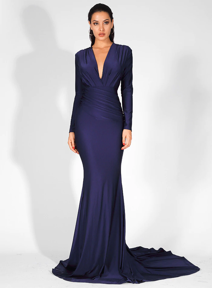 Mariska Satin Gown - Navy