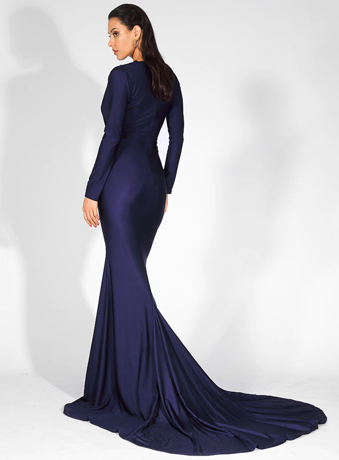 Mariska Satin Gown - Navy