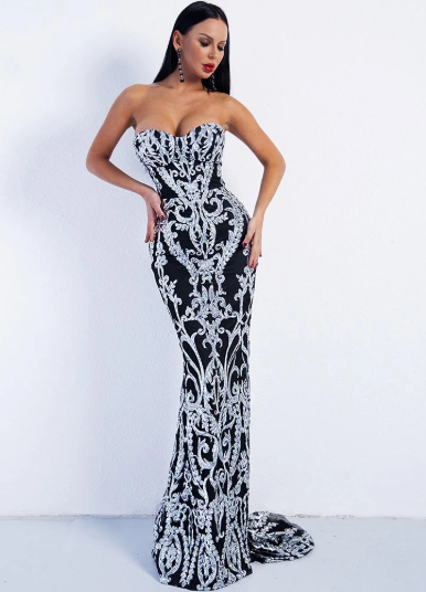 Nova Sequins Silver Gown