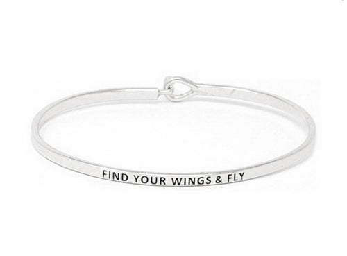 Silver Find Your Wings & Fly Hook Bangle Bracelets