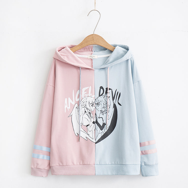 angel and devil heart hoodie