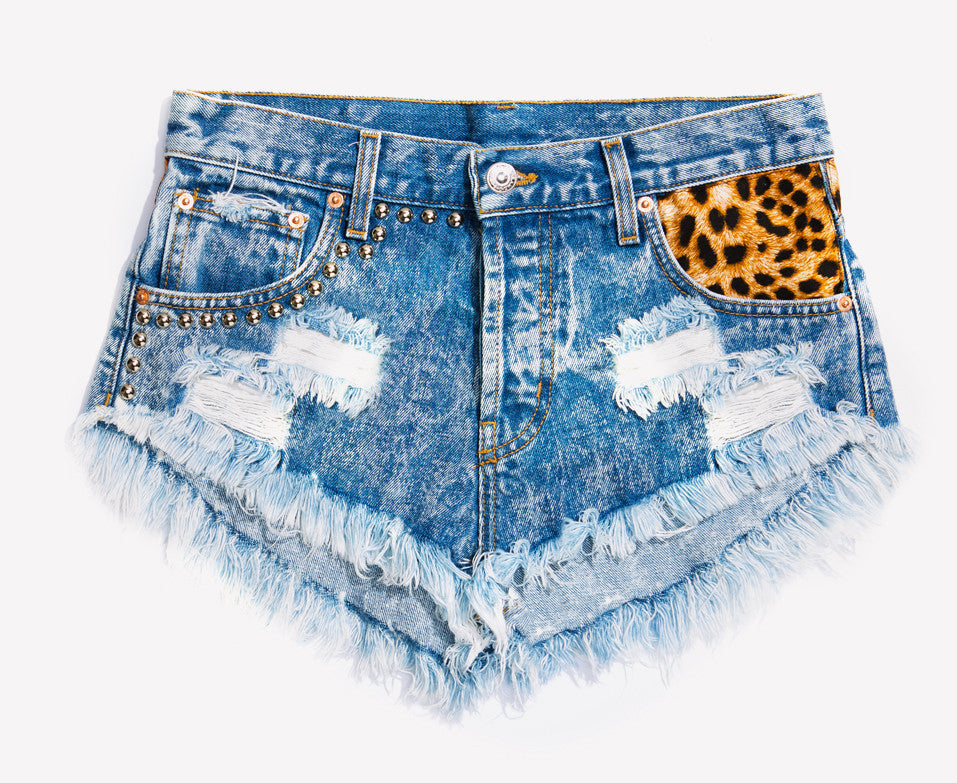 cheetah jean shorts