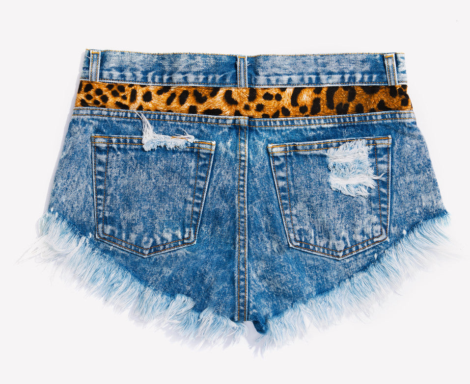 cheetah jean shorts