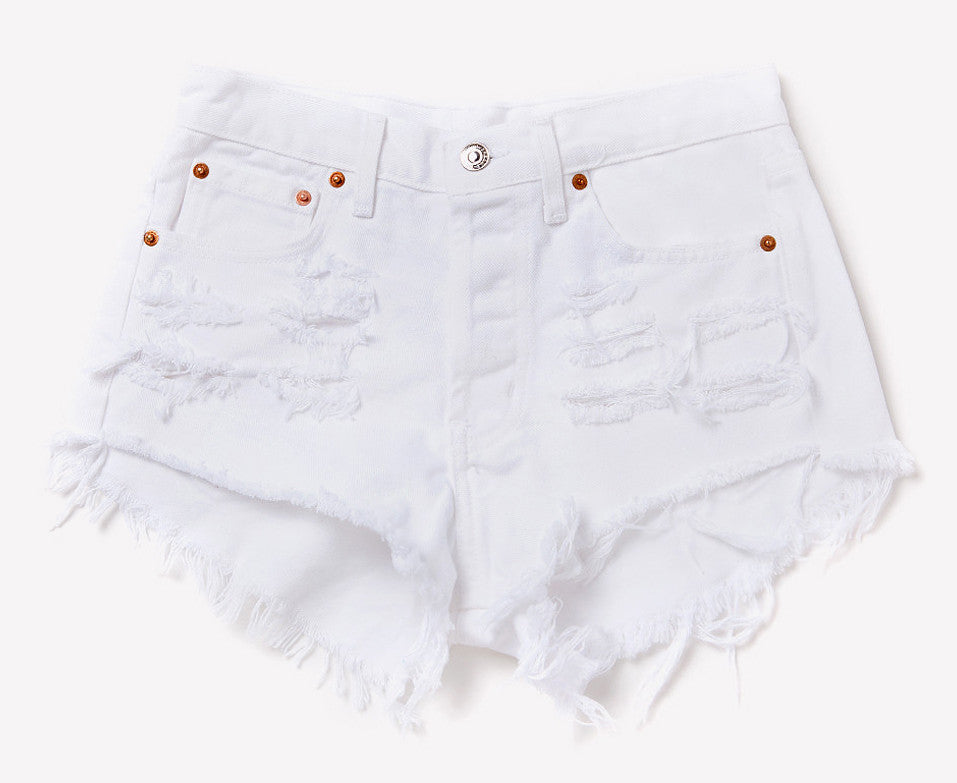 white distressed shorts