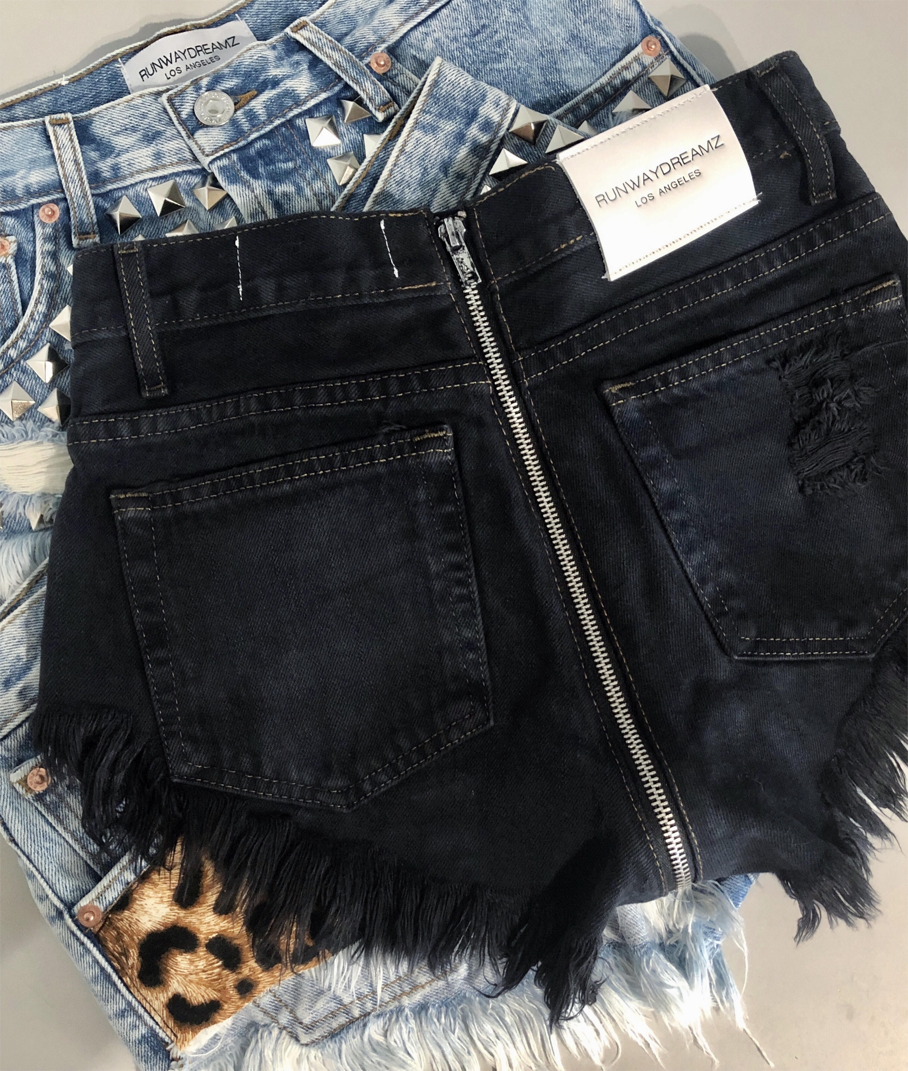 jean shorts with zipper in back