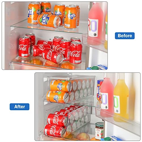Puricon 2 Pack Water Bottle Dispenser Organizer for Refrigerator, Clear  Plastic 16.9oz Water Bottle Container Storage Bin for Fridge Freezer Pantry