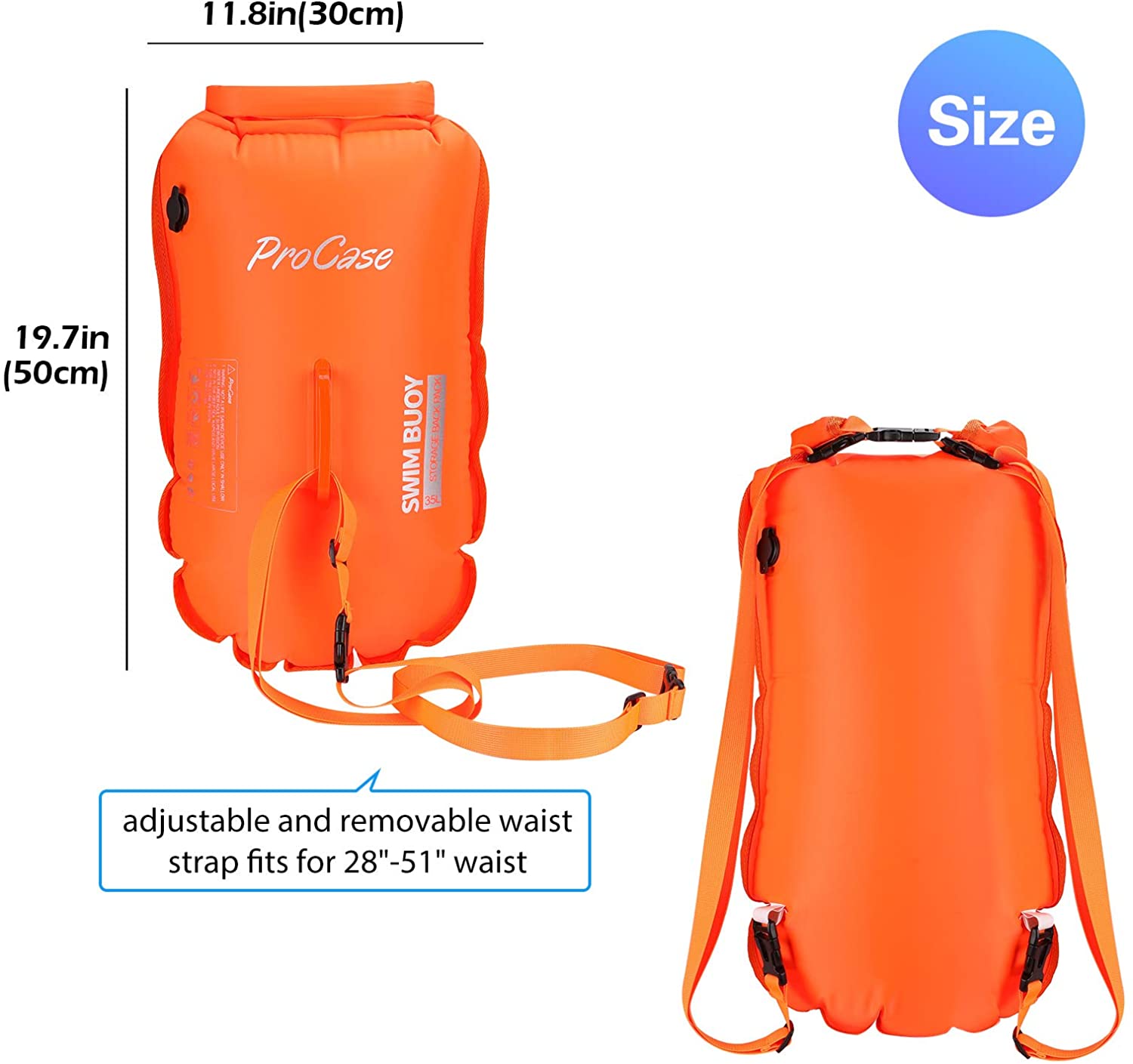 ProCase 2 Pack Floating Waterproof Dry Bag Clear 20Liter, Roll Top