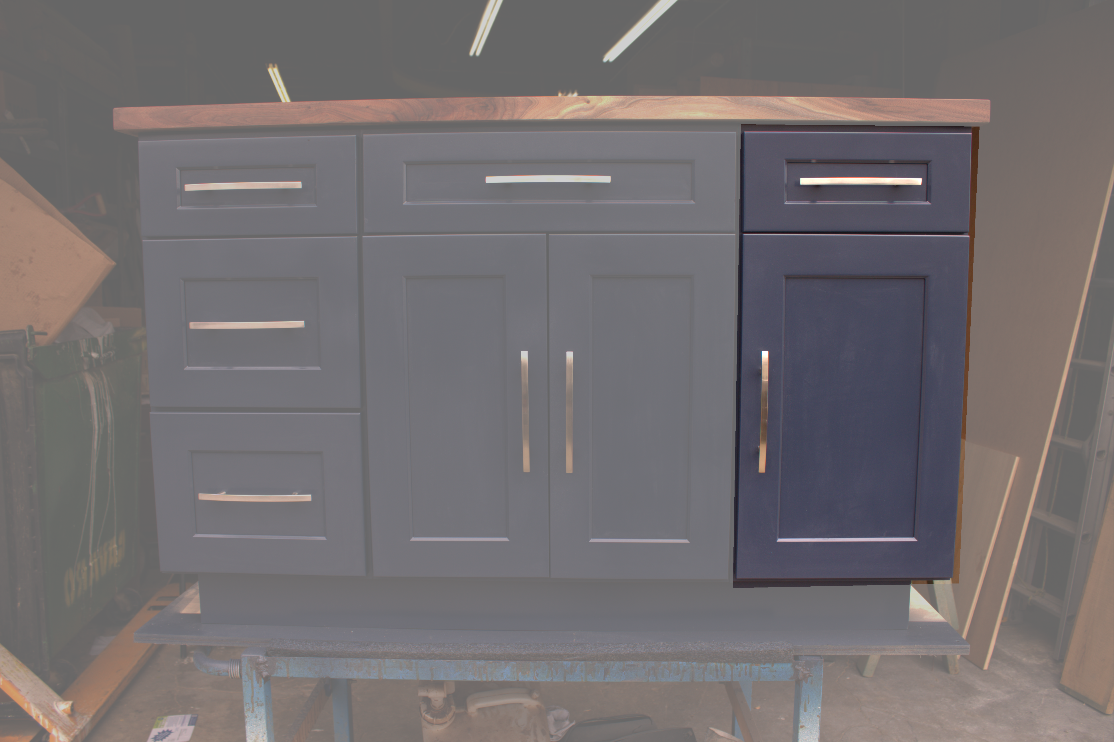 Right Single drawer / Single Door (Hardware not included) for Navy Blue Kitchen Island