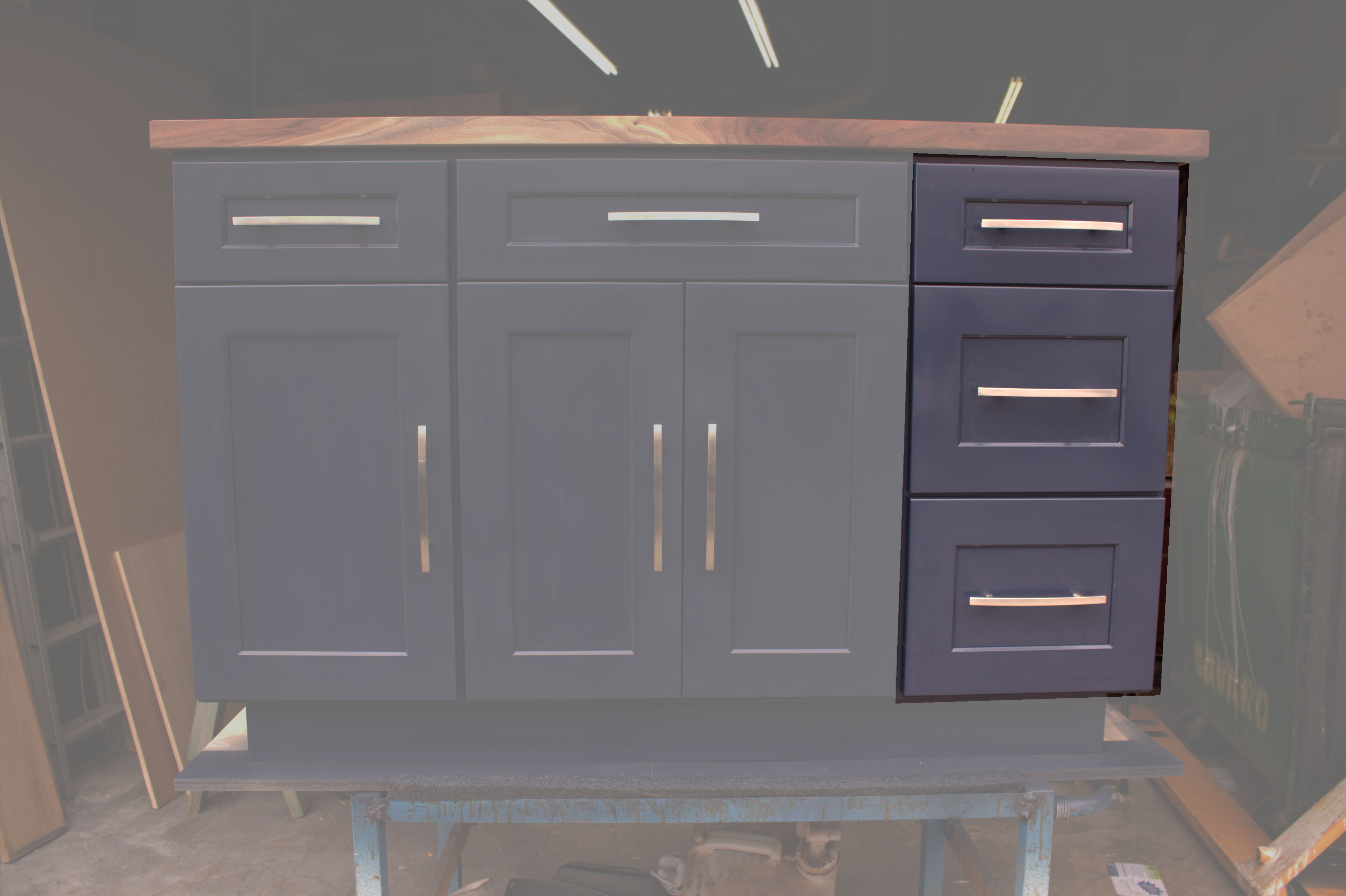 Triple Drawer (Hardware not included) for Navy Blue Kitchen Island