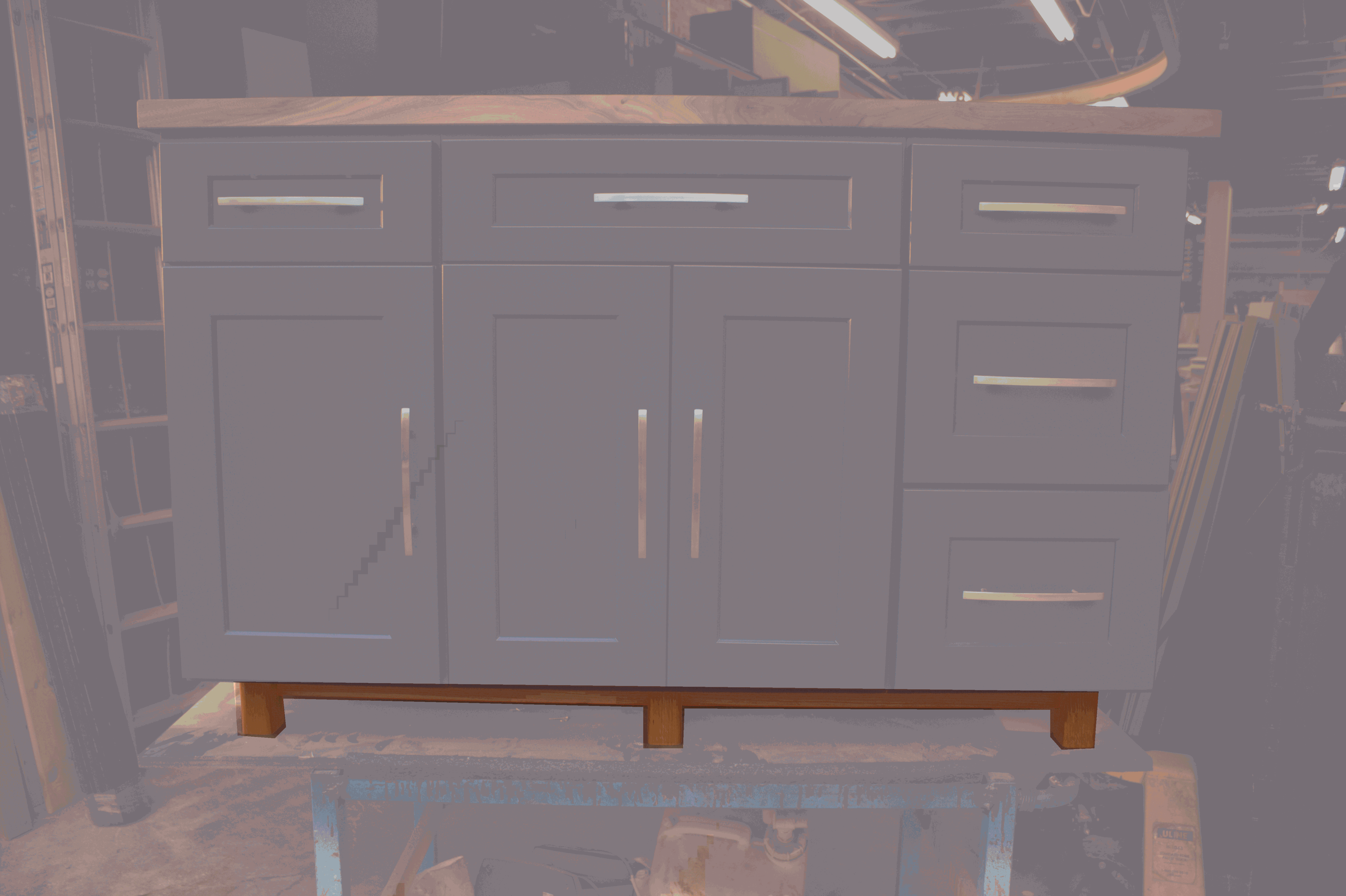 Walnut Feet for Navy Blue, Cloud White, & Millennial Grey Kitchen Island