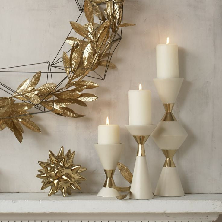 S/3 Hourglass Pillar Candleholders 