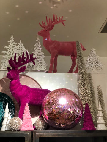 lusso christmas pink deer disco ball