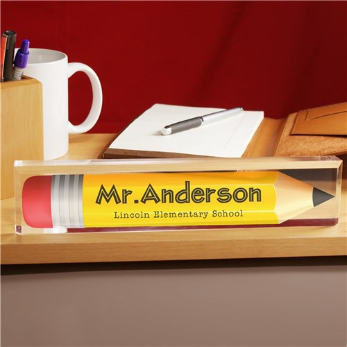 Personalized Pencil Acrylic Name Plate Savvy Custom Gifts