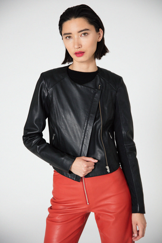 Dali Smooth Leather Jacket Black | Jackets | VEDA