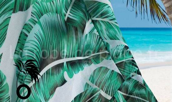 Robe de plage longue sexy mousseline imprimé tropical larobedeplage.fr