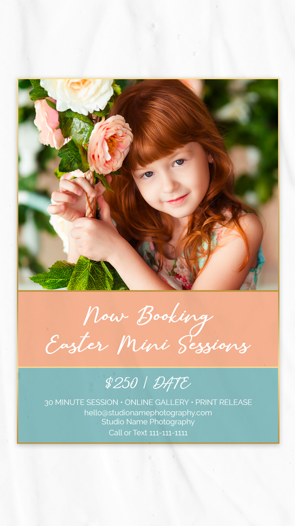 Spring and Easter Marketing Template Bundle for Photographers, For CANVA,  Mini Session Templates