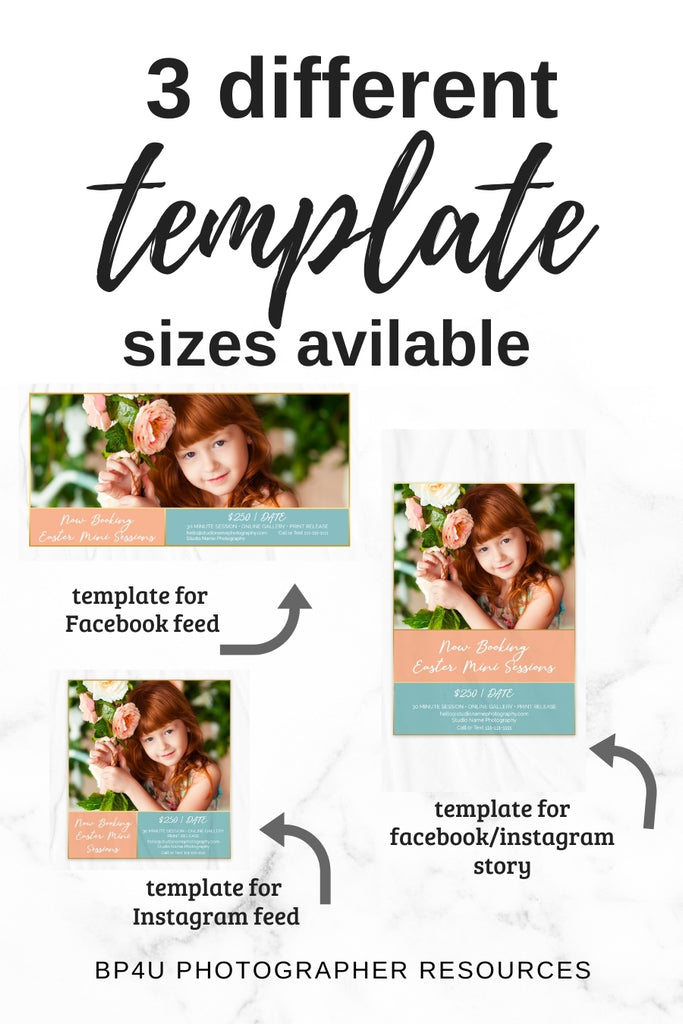 Spring and Easter Marketing Template Bundle for Photographers, For CANVA,  Mini Session Templates