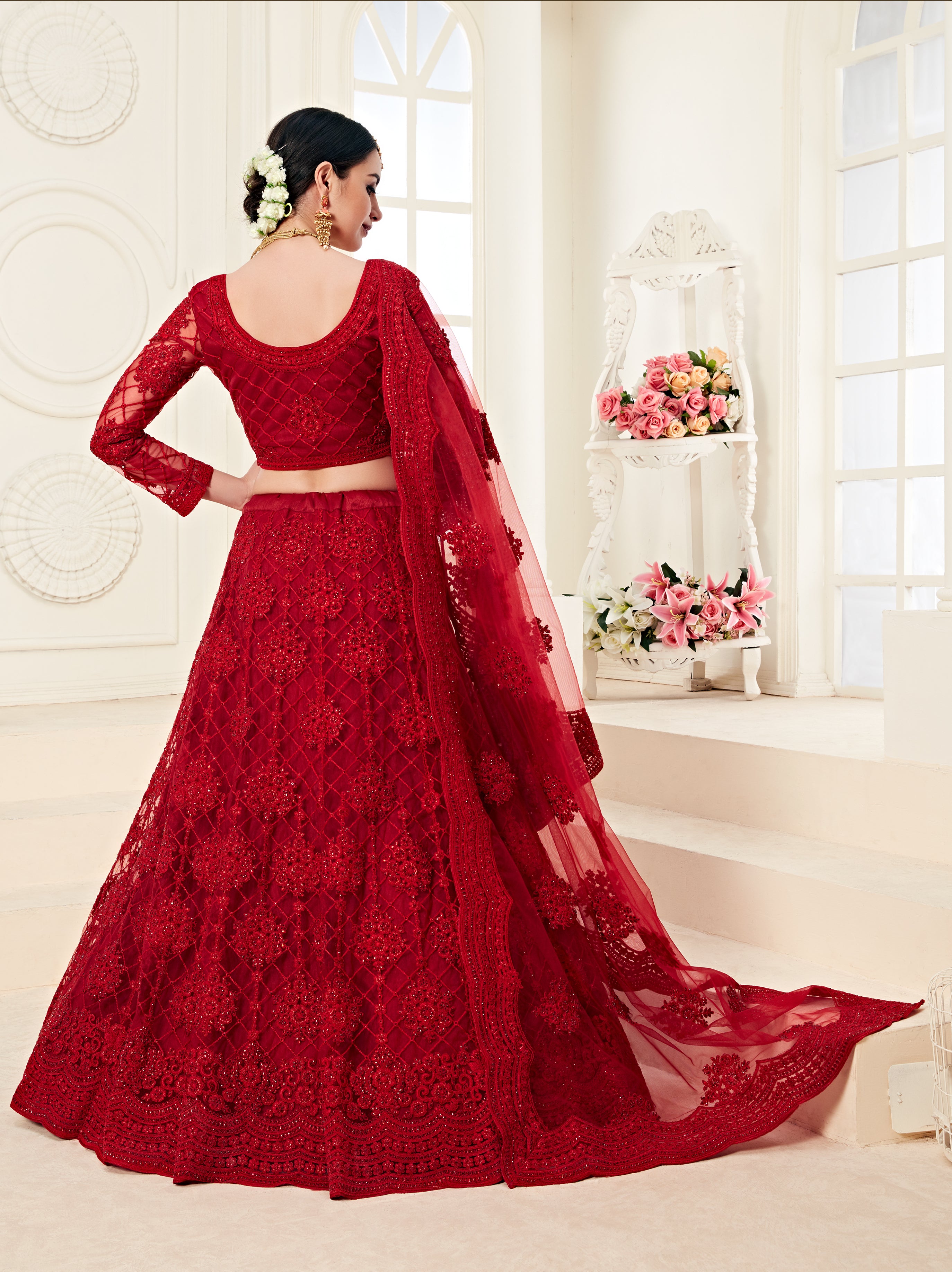 red lehenga online shopping