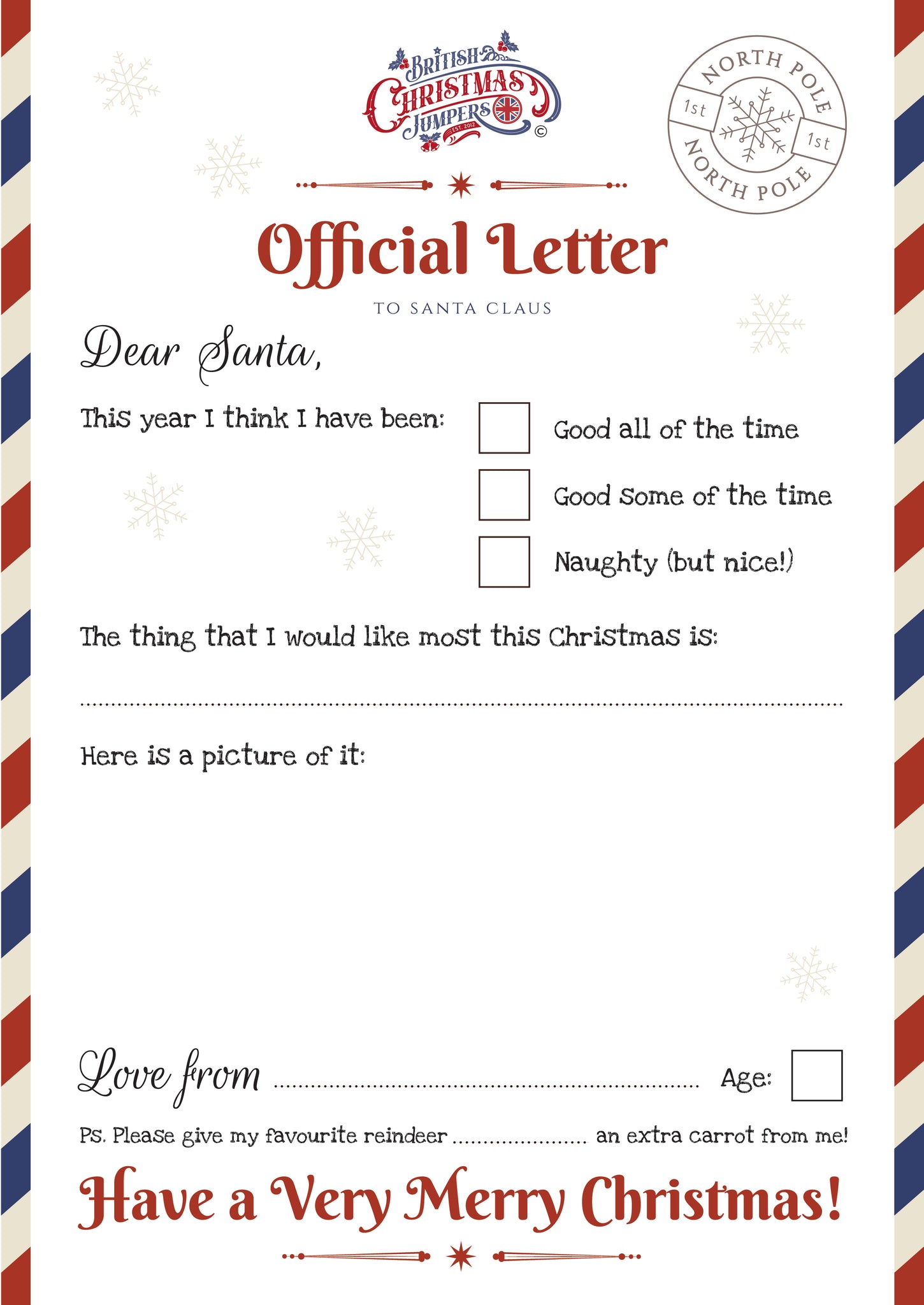 Printable Letter to Santa