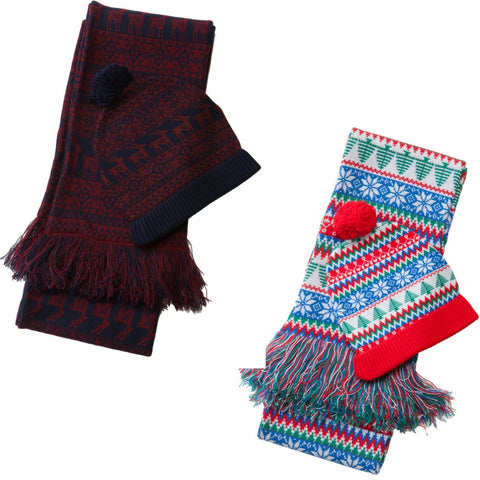 Christmas themed scarf and beanie hat accessories 
