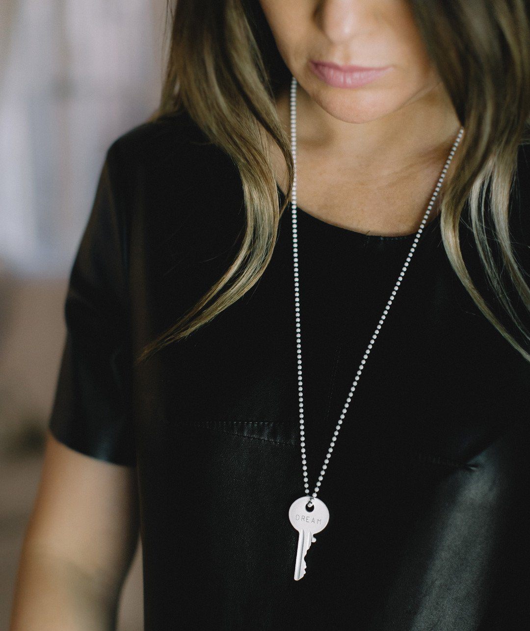 Glossy White Classic Key Necklace