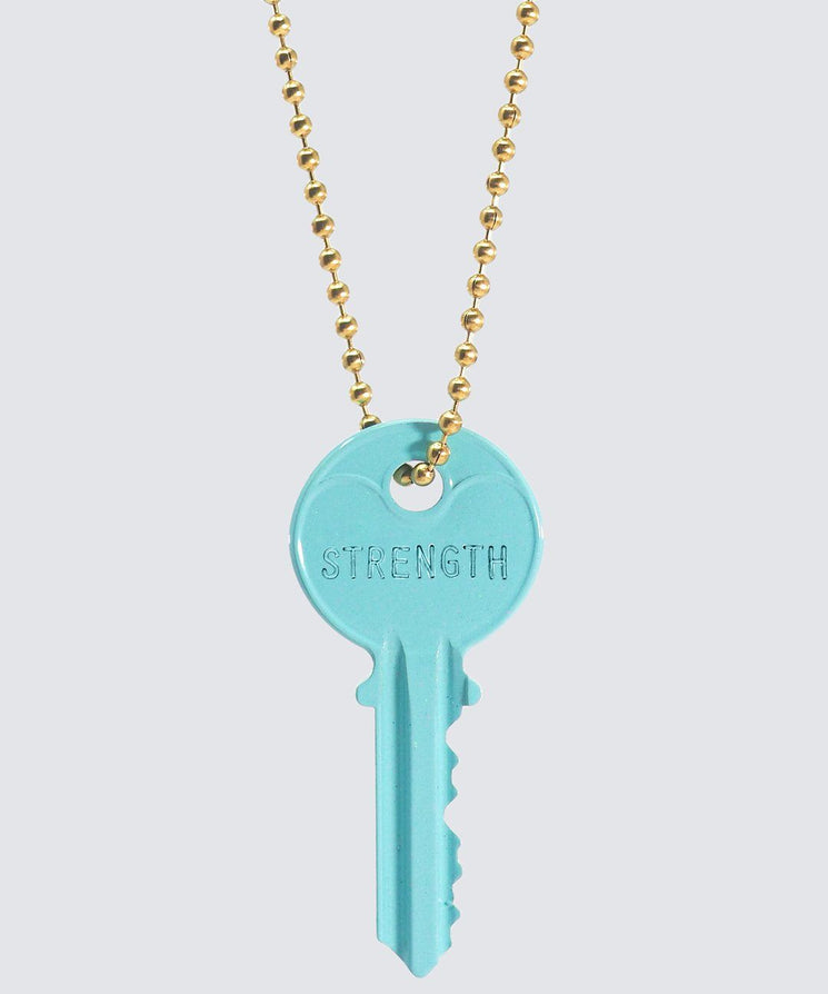 ELECTRIC Blue Classic Ball Chain Key Necklace Necklaces The Giving Keys STRENGTH GOLD 