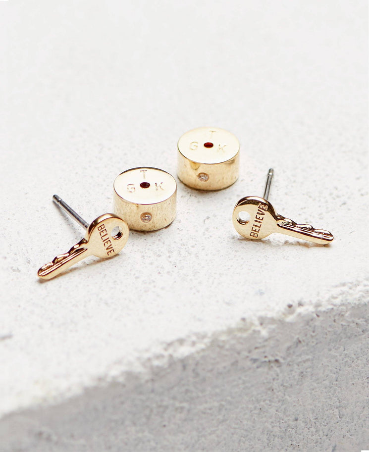 Mini Key Post Earrings