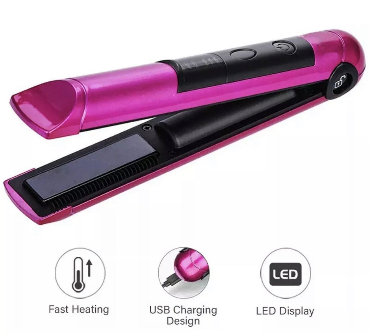 Cordless Hair Straightener Cordless Straightener and Curler 2 in 1 for All  Hair Types Portable USB Rechargeable Ceramic Mini Flat Iron Heats Up Fast  and Adjustable Temperature for Travel Black  Amazonin Beauty