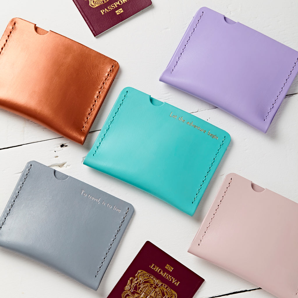 Personalised passport Holders available in a selection of colours. 