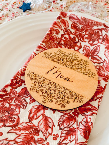 Wooden engraved coaster with Mum personalised on it.