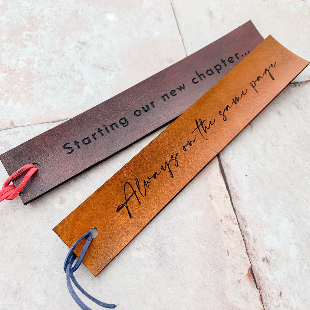 Engraved Personalised Leather Bookmark