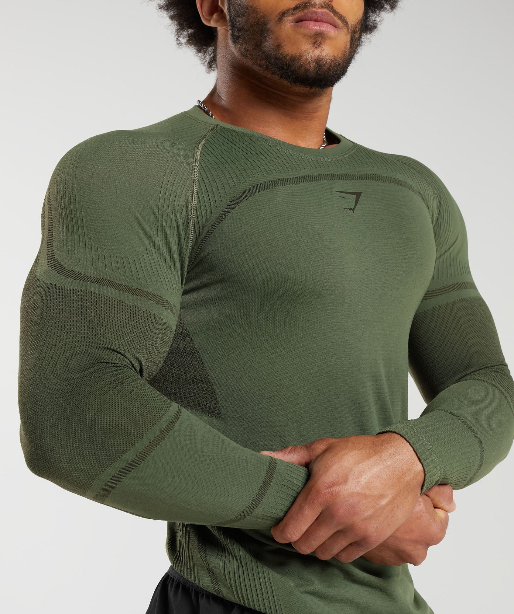 315 Seamless Long Sleeve T-Shirt in Core Olive/Deep Olive Green - view 6