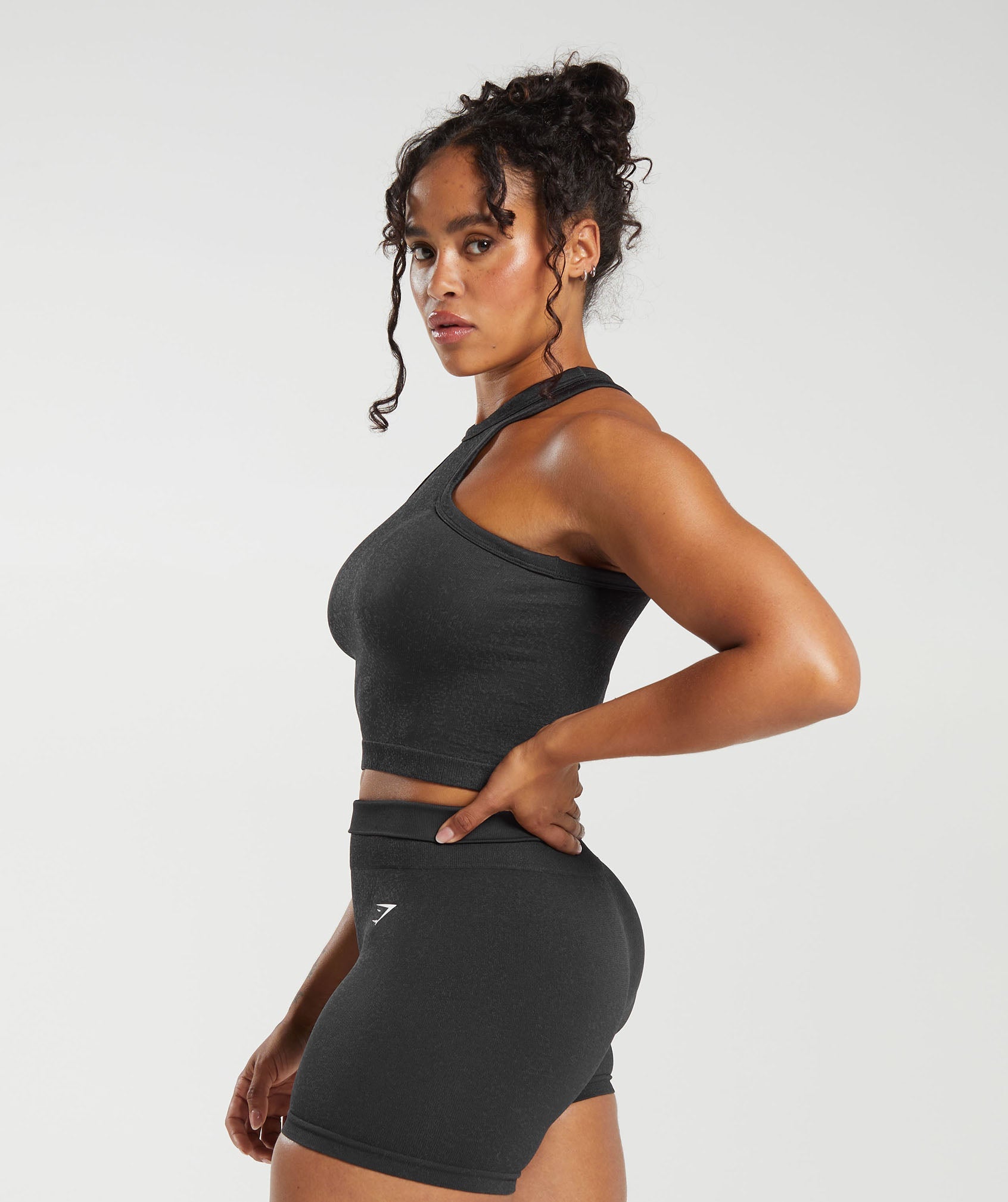 Adapt Fleck Seamless Midi Tank in Black/Smokey Grey - view 3