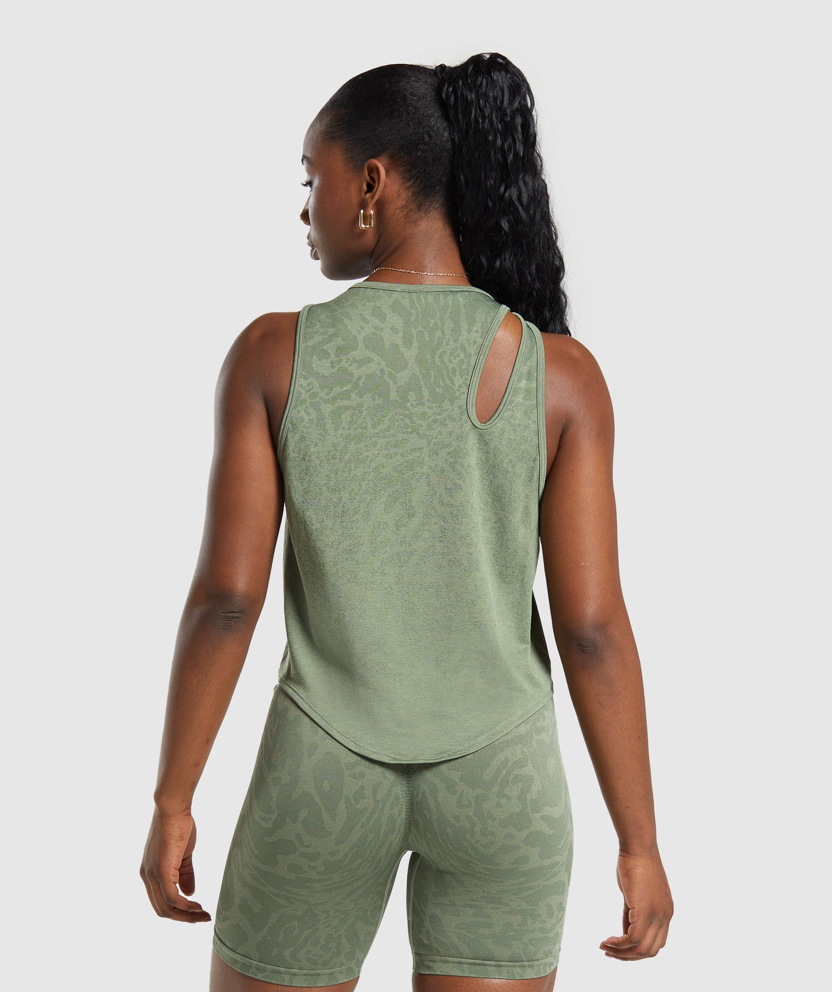 Adapt Safari Seamless Drop Arm Faded Tank in Force Green/Faded Green - view 2