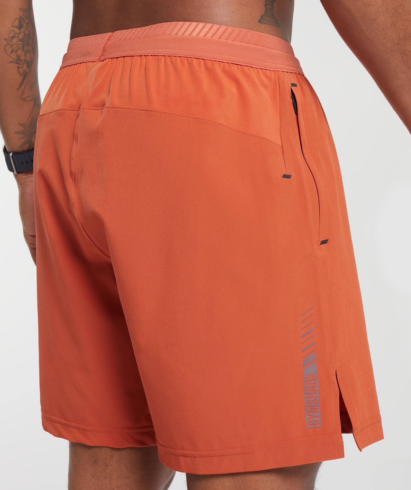 Apex 7" Hybrid Shorts in Rust Orange - view 7