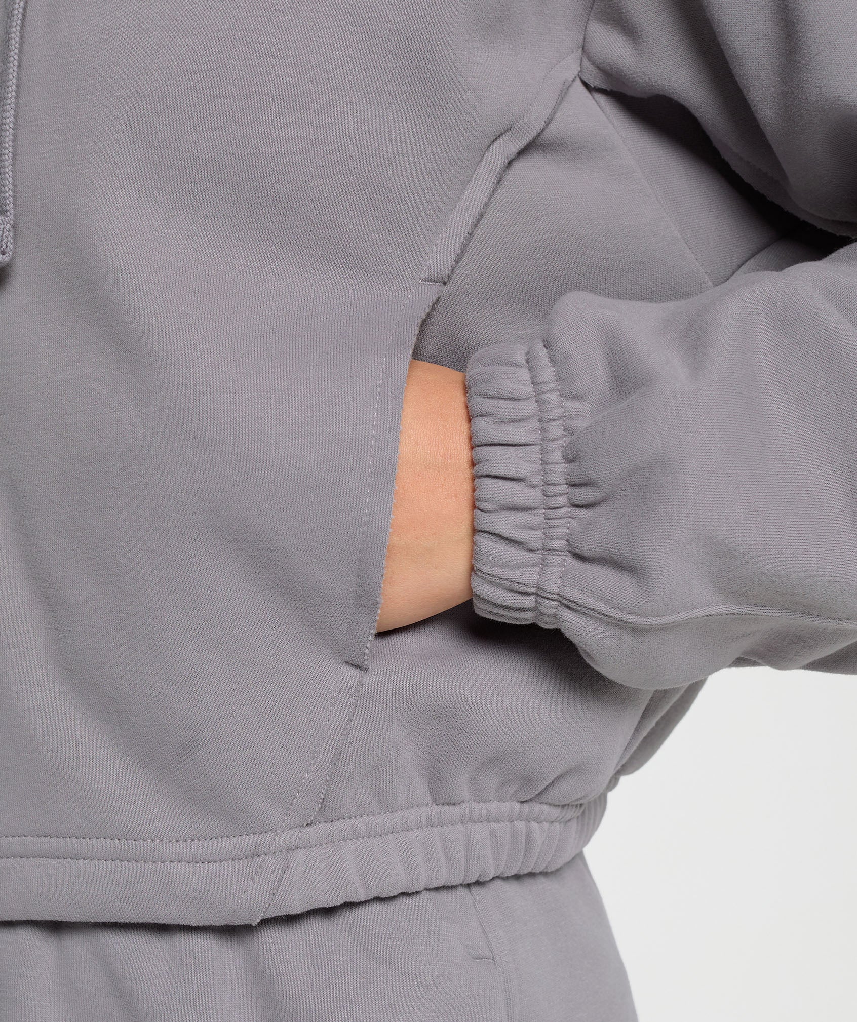 Fleece Zip Hoodie in Medium Grey - view 7