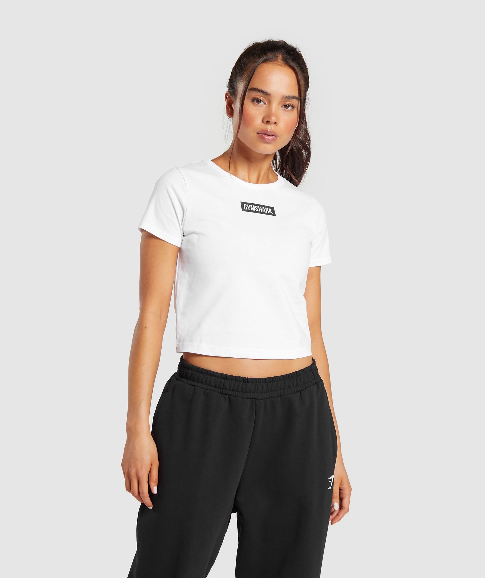 Block Crop Top in White - view 1