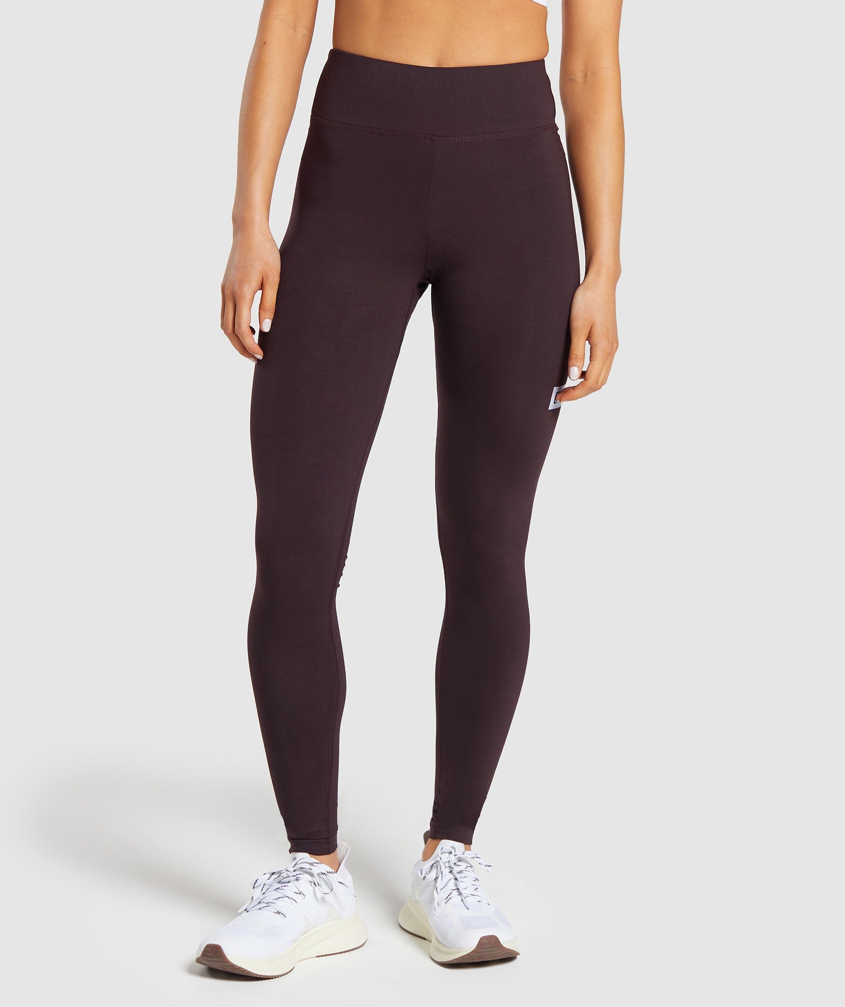 Block Cotton Leggings in Plum Brown - view 1