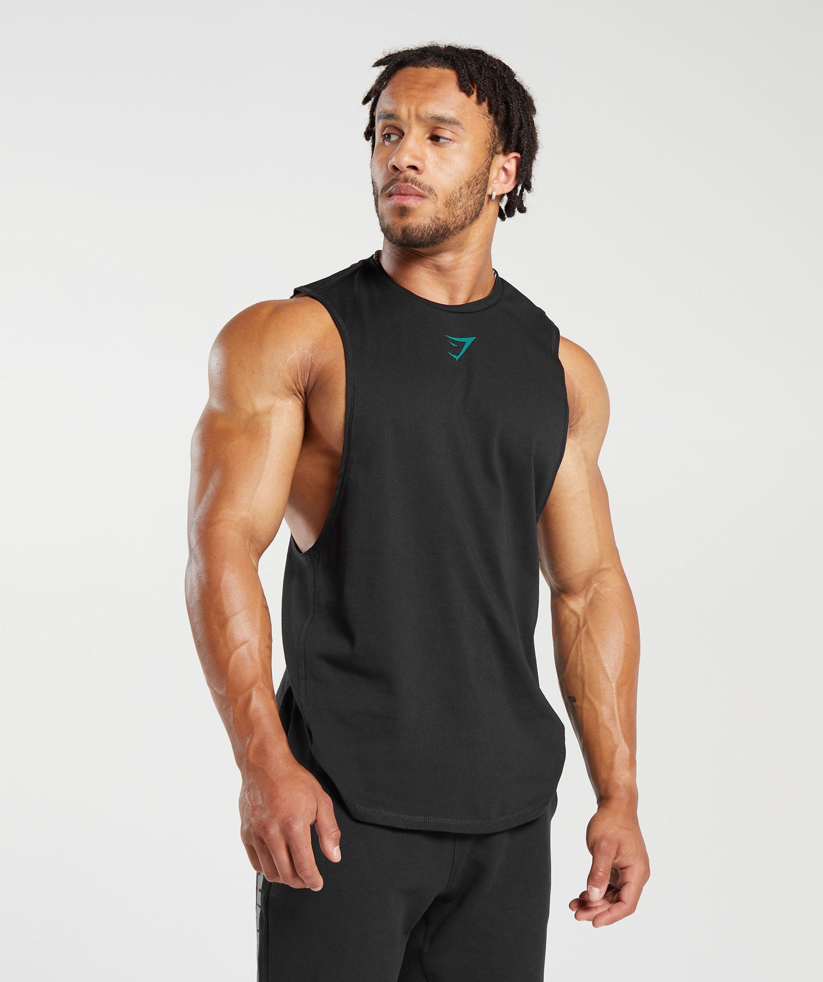 Bold Drop Arm Tank in Black/Seafoam Blue - view 3