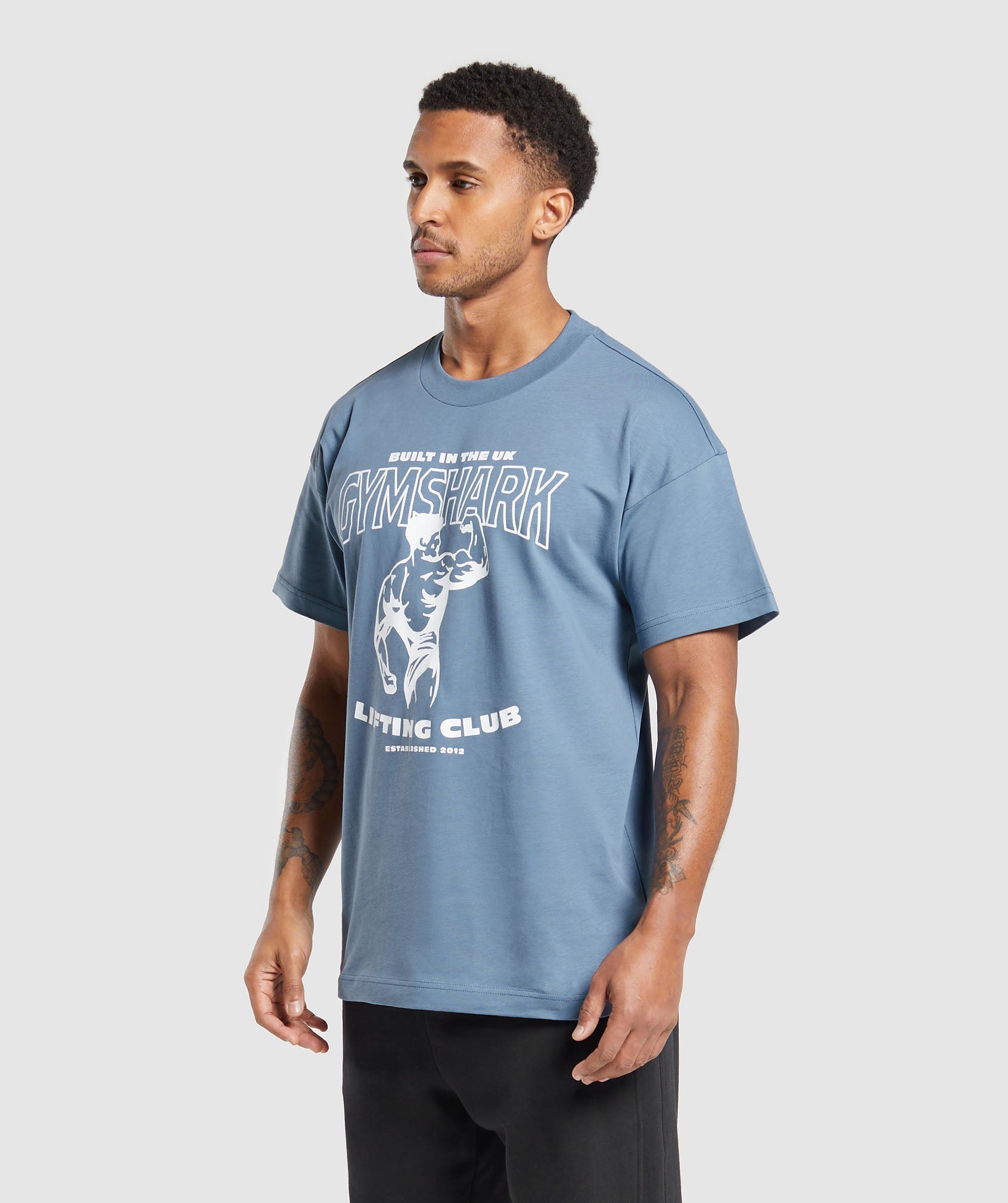Built in the UK T-Shirt in Faded Blue - view 3