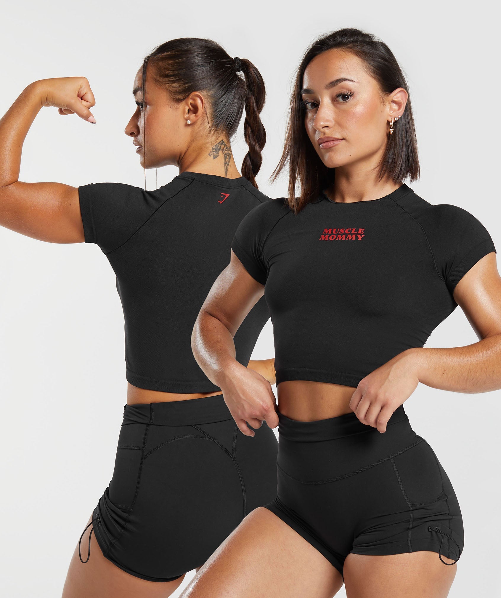 Muscle Mommy Graphic Seamless Tee in Black - view 4