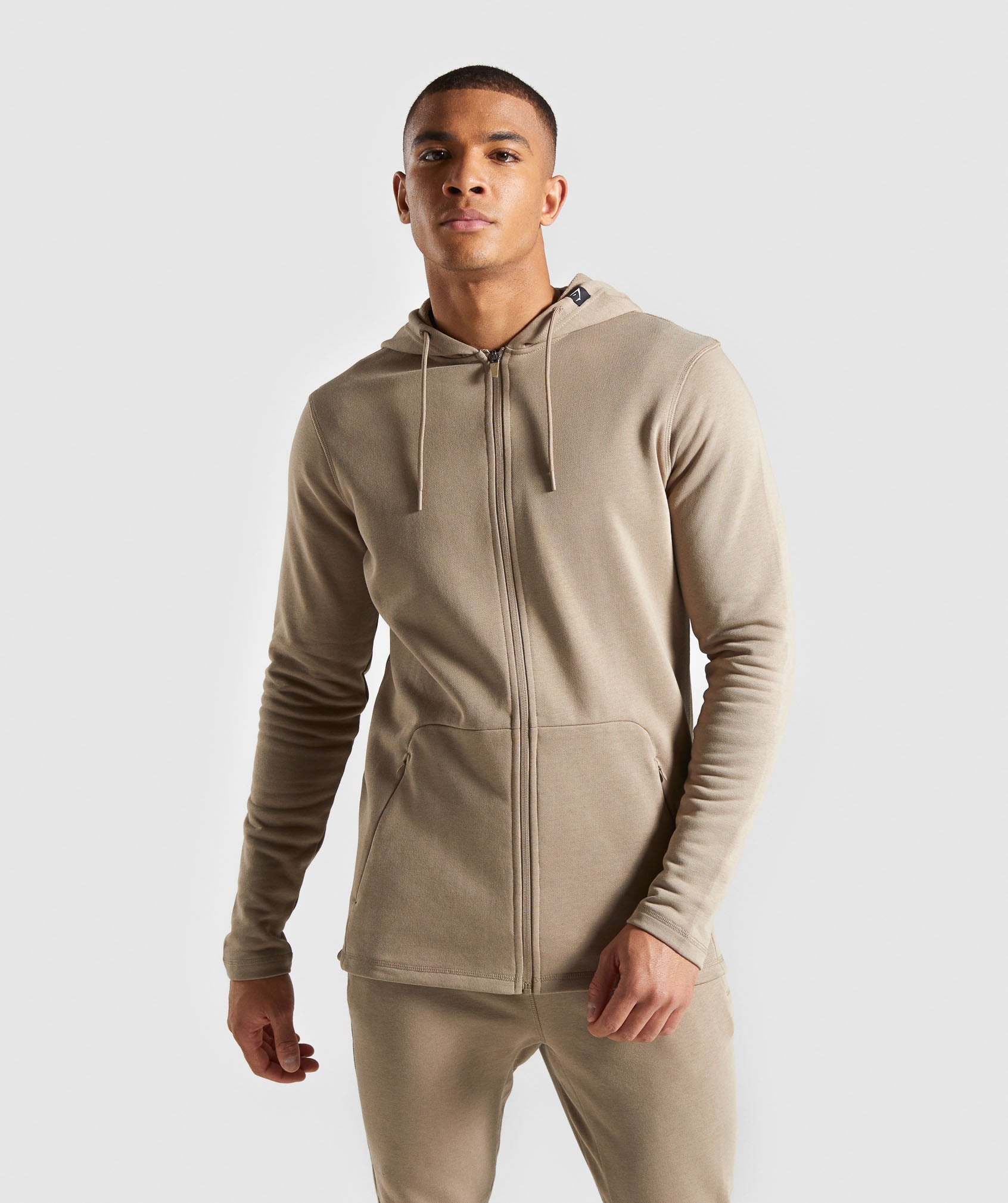 Carbon Zip Hoodie in Driftwood Brown - view 1