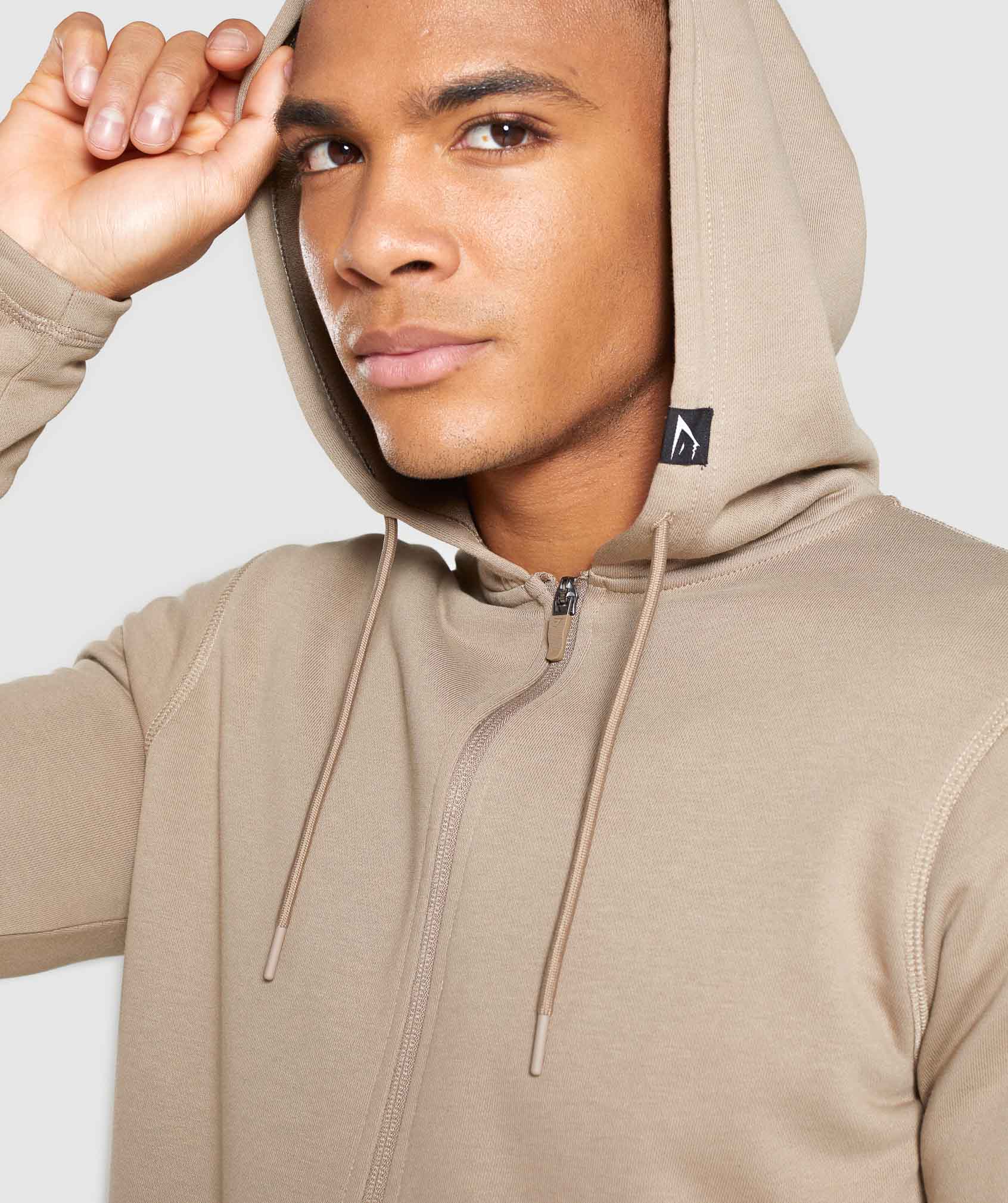 Carbon Zip Hoodie in Driftwood Brown - view 5