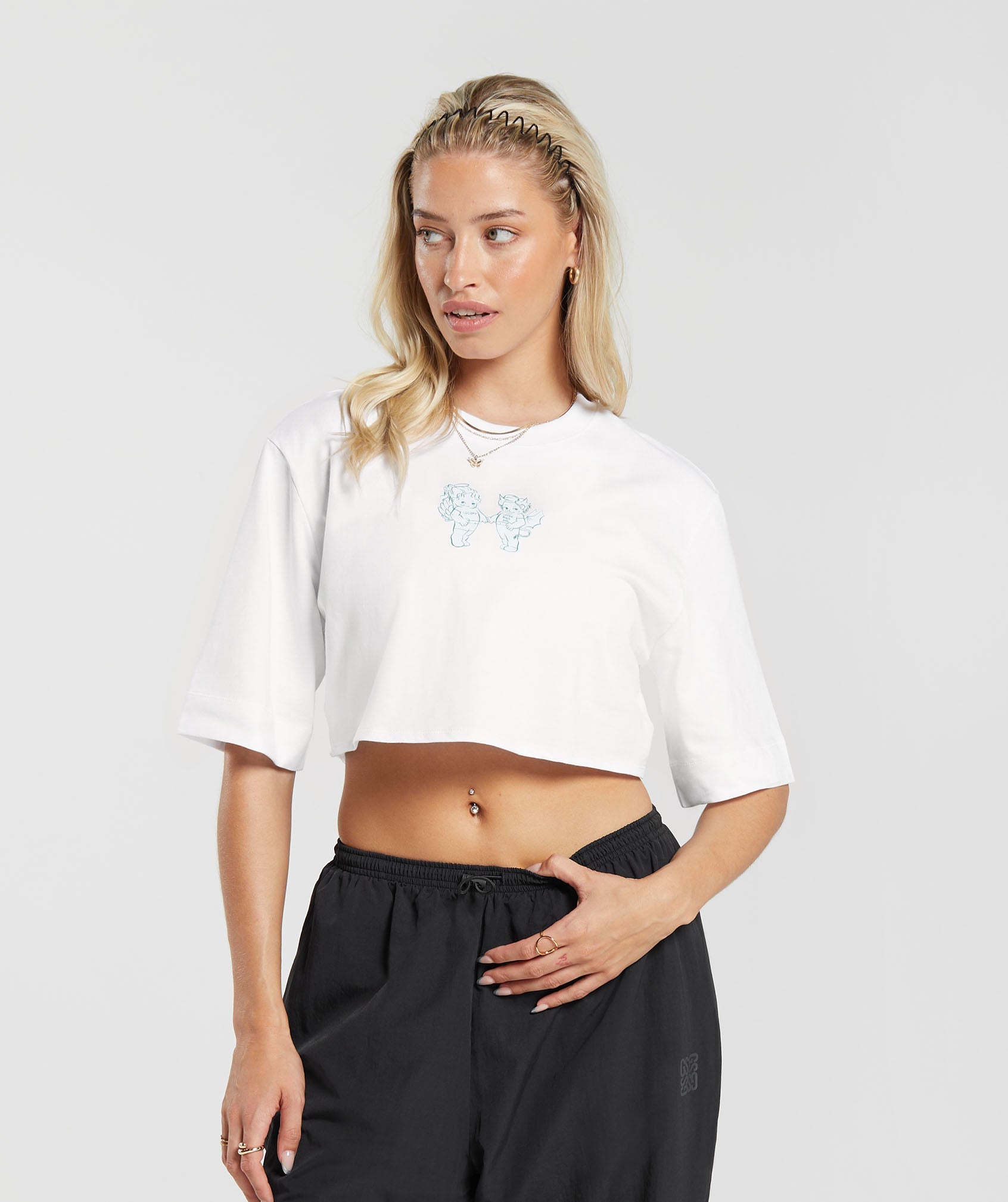 Cherub Graphic Crop Top in White - view 1